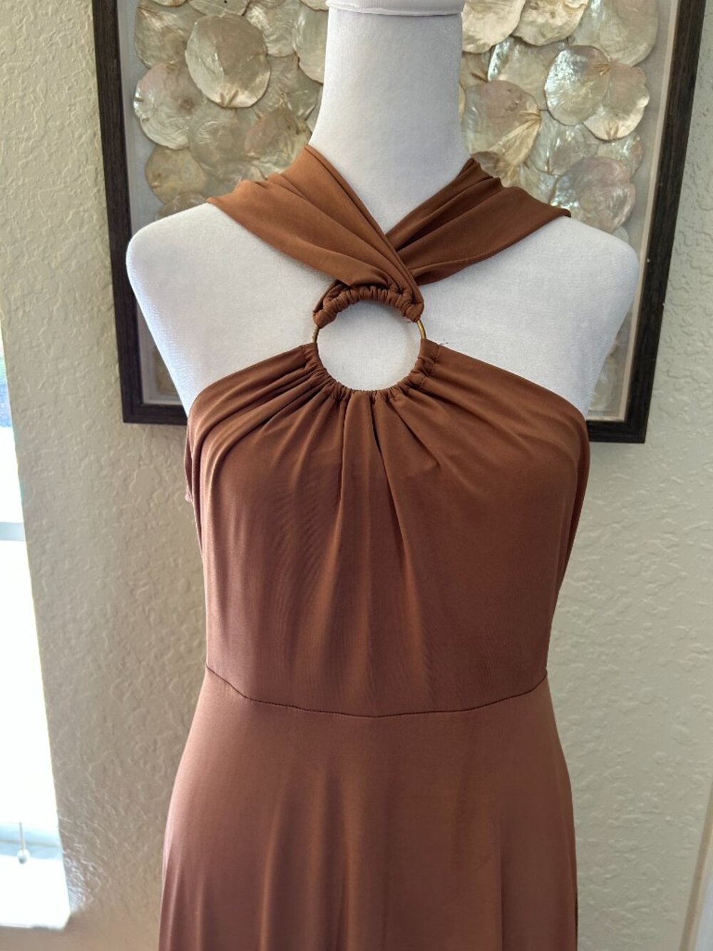 Bronze Circle Gathered Midi Dress - Picture 2 of 6